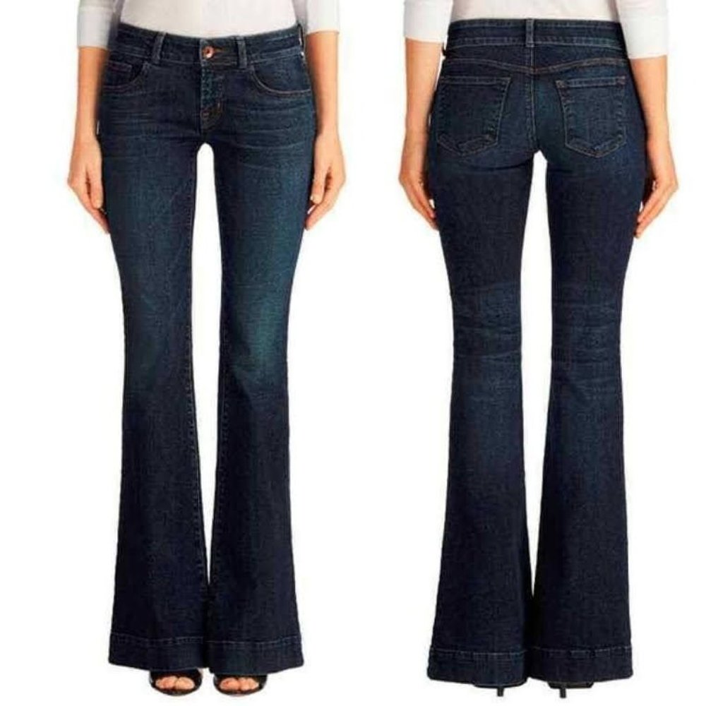 J Brand Lovestory Flare Leg Bell Bottom Jeans Dark Wash Women's 27 Boho Hippie